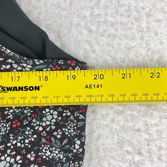 LOFT Outlet Gray Floral Print Tie Neck Dress Womens Sleeveless Chiffon Size 14 - Picture 5 of 10